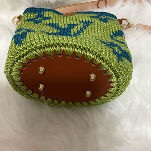 Handmade Blue and Green Crochet Crossbody Bag